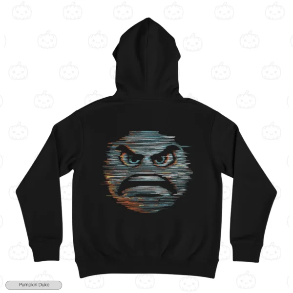Angry Glitch Pixel Face Embroidery Hoodie