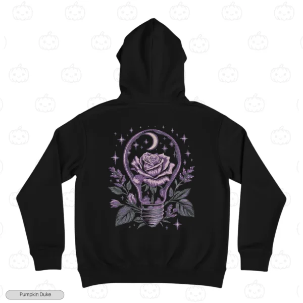 Rose in Light Bulb Embroidery Hoodie